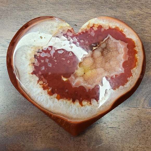 Carnelian Crystal Heart With Druzy - Picture 8 of 12